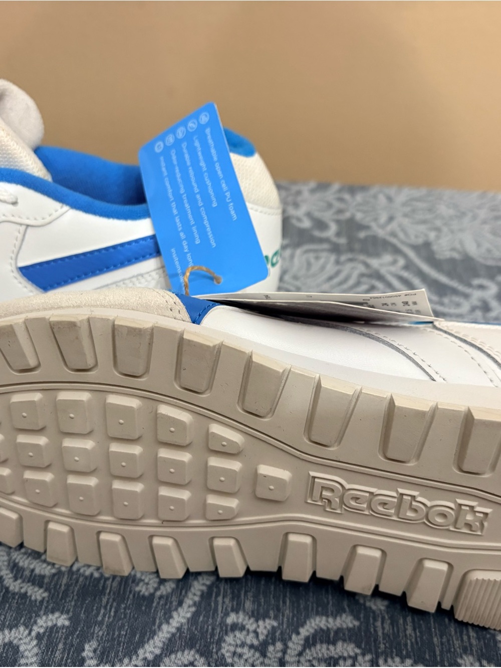 Reebok Kids White Sneakers with Blue Accents - Picture 3 of 6